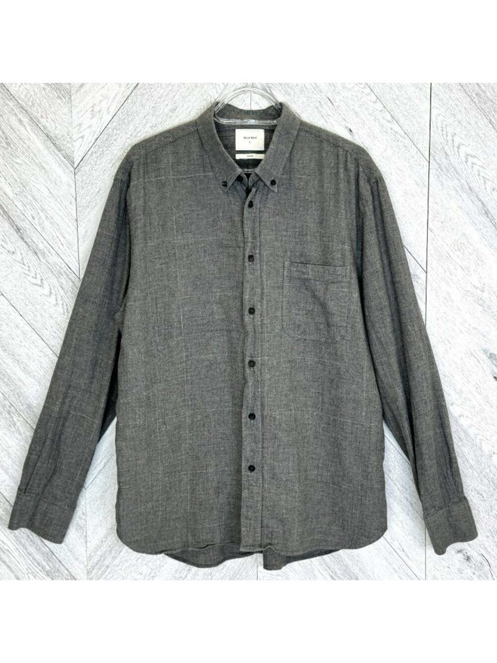 Billy Reid Standard Fit 100% Cotton Gray Long Sleeve Button Down Shirt Men Large